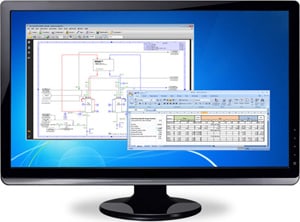Image of a computer monitor showing a desktop engineering study