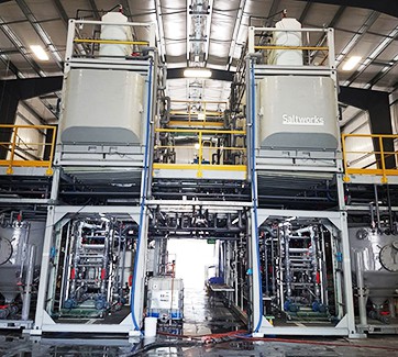 Photo of a Saltworks SaltMaker Multieffect evaporator crystallizer