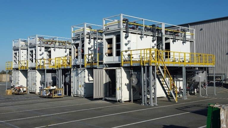 Photo of an S100 and a S125 full-scale SaltMaker industrial wastewater treatment plants
