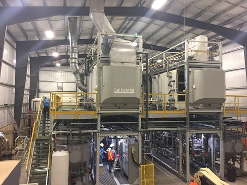 Photo of a SaltMaker MultiEffect evaporator crystallizer installed at a site in British Columbia