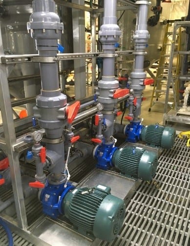 Photo of pumps and engineered plastics in a SaltMaker evaporator crystallizer