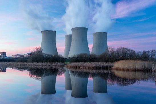 Photo of cooling towers at a nuclear power plant