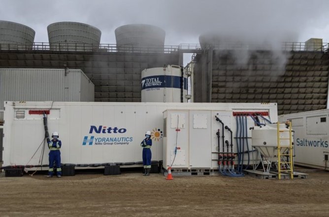 Photo of a UHPRO pilot plant operating on cooling tower blowdown
