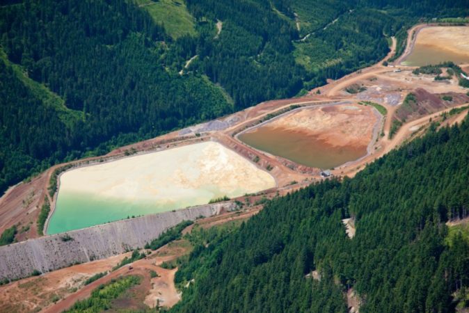 Photo of a mining tailings pond-cyanide