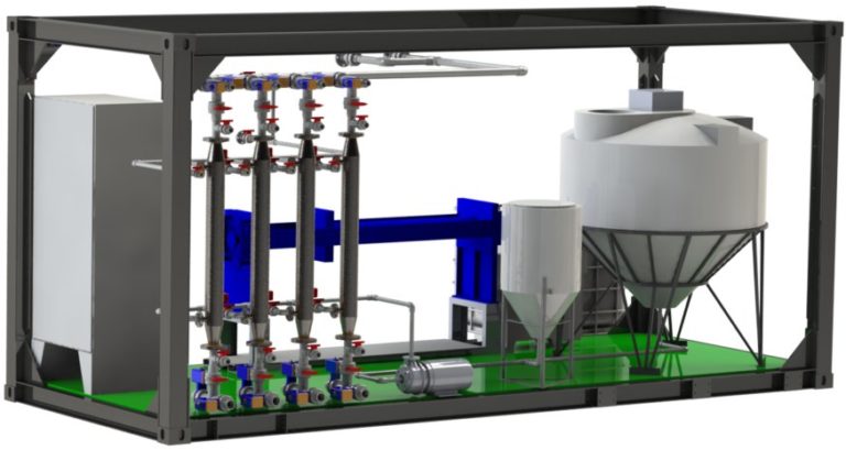 A render of a silicaselect unit that is designed to remove and treat silica in wastewater