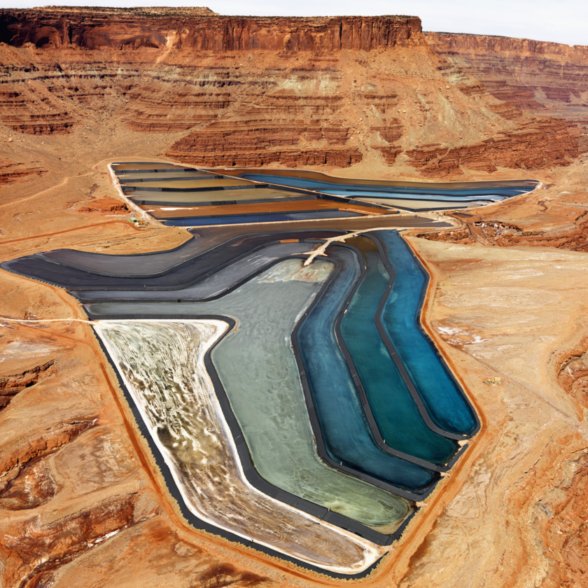 Photo of a mining pit tailings pond