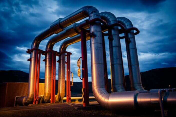 A photo of pipework used in a geothermal system