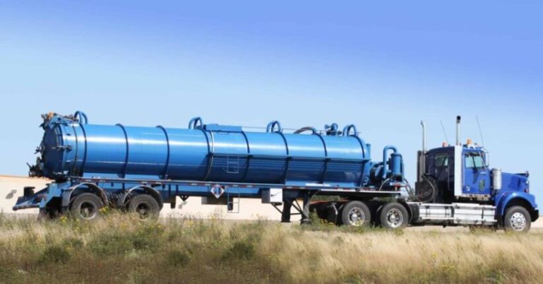 A photo of a wastewater disposal truck used in brine management