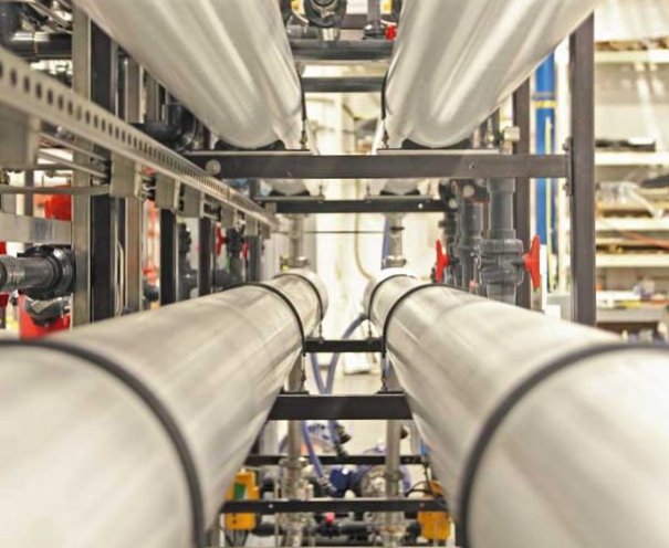 Photo of reverse osmosis vessels in a Saltworks XtremeRO plant Photo of reverse osmosis vessels in a Saltworks XtremeRO plant