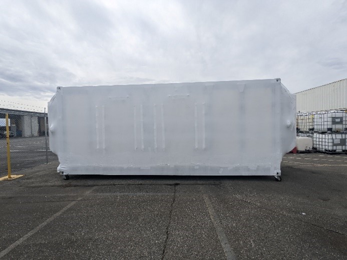 Photo of the module of a SaltMaker AirBreather evaporator packed for shipment