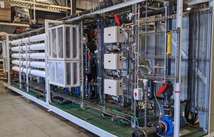 A photo of a Saltworks XtremeRO advanced reverse osmosis plant.