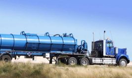 Truck carrying brine