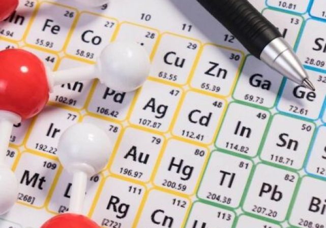 Photo of a periodic table representing the selective removal of specific ions in wastewater management